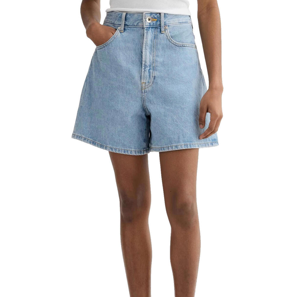 Everlane Women US27 Blue Long A-Line Denim Shorts High Rise 100% Organic Cotton